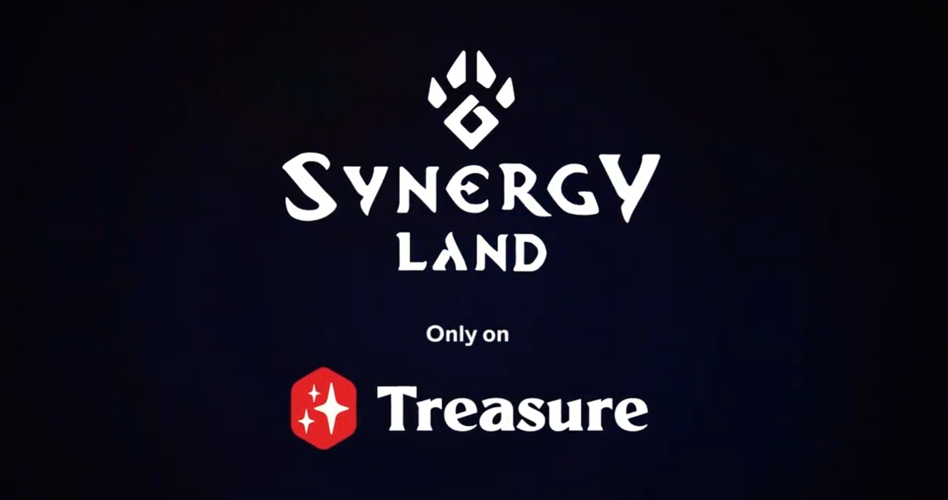 Grafika przedstawiająca logo gry Synergy Land oraz platfromy Treasury